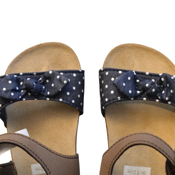 Carter’s Girls Polka Dot Navy Sandals with Bow, 9-12 Months NEVER WORN - Picture 2 of 8